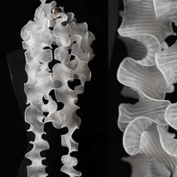 Organza Fabric White Wavy Pleated Lace Stiff Artistic Decorative Accessories Wholesale Cloth Apparel for Diy Sewing Material