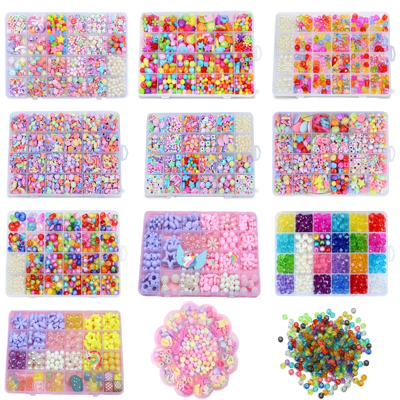 DIY Bead Kits for Jewelry Making Craft s Children Colorful Acrylic Girls  Set Crafting - AliExpress