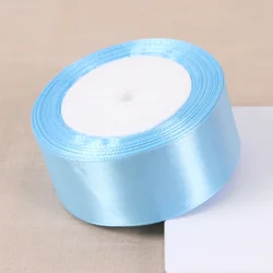 Elegant White Satin Ribbons for Wedding and Party Decor - 22 Meters/Roll (70 Sky Blue)