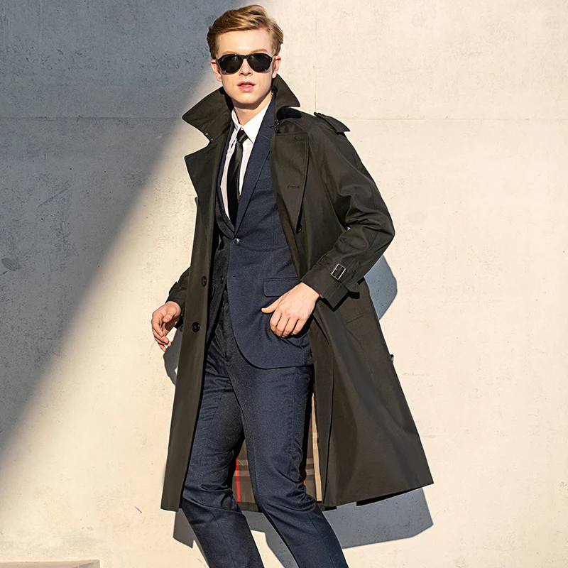 Super long windbreaker down liner weatherproof men's trench coat - Main Image
