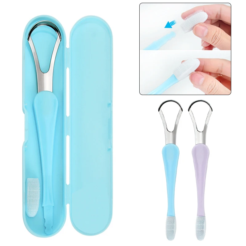 

Double-ended Stainless Steel Tongue Scraper Cleaner For Oral Hygiene Tongue Scraper Brush Remove Halitosis Tongue Coating