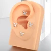 1/5pcs Implant Grade Titanium CZ Butterfly Labret Piercing Flat Back Lip Monroe Tragus Stud Earring Tragus Piercing Body Jewelry 3