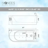 67 Inch Acrylic Freestanding Whirlpool Corner Hot Tub Modern Soaking Bathtub with Right Drainage and LED Control Panel 2