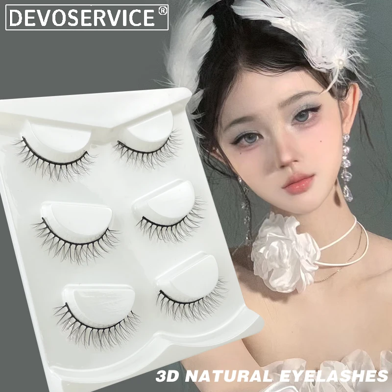 

3 Pairs Natural 3D Mink Lashes Soft Short Faux Cils 100% Handmade Long Fake Lashes Make Up Eyelash Extension Maquiagem Hot Sale