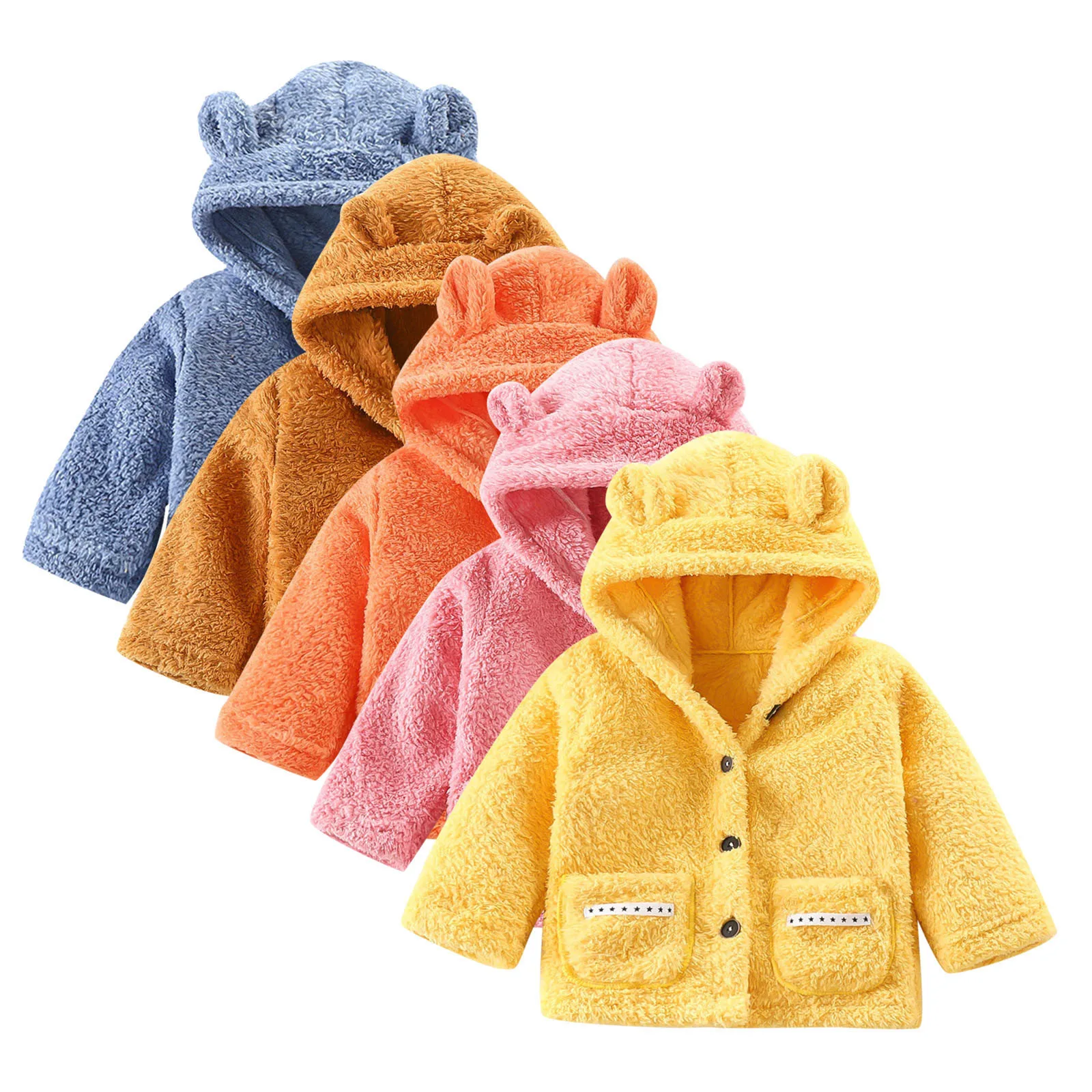 1~10Years Kids Clothes Winter Hoodies Coat Children Toddler Baby Boys Girls Fleece Hooded Jacket Outer Outwear Infant Outfits