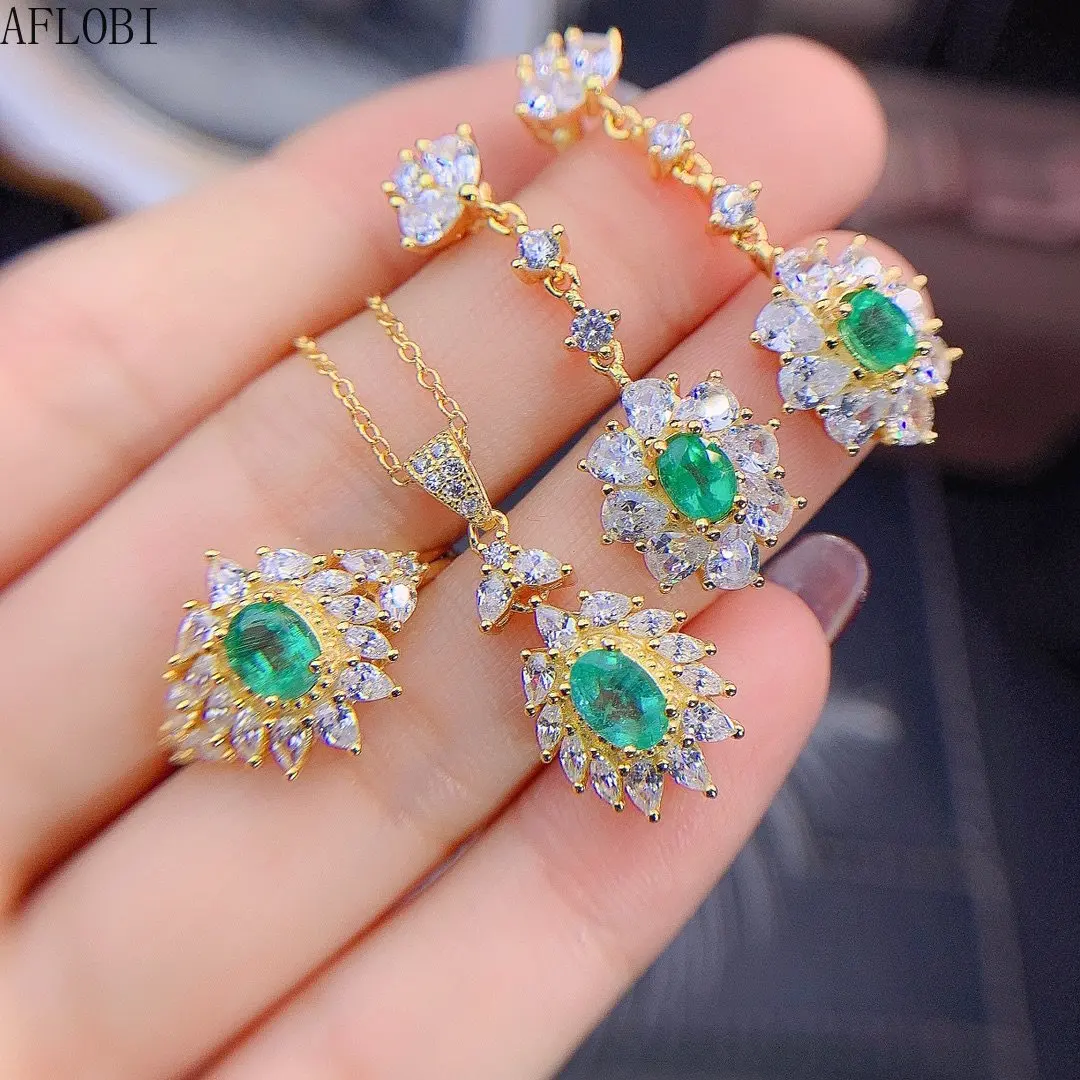 

Изумрудный набор ювелирных изделий Кольцо Кулон ожерелье серьги Изысканная Свадебная вечеринка Искусственный камень 4*6 мм 4*5 мм