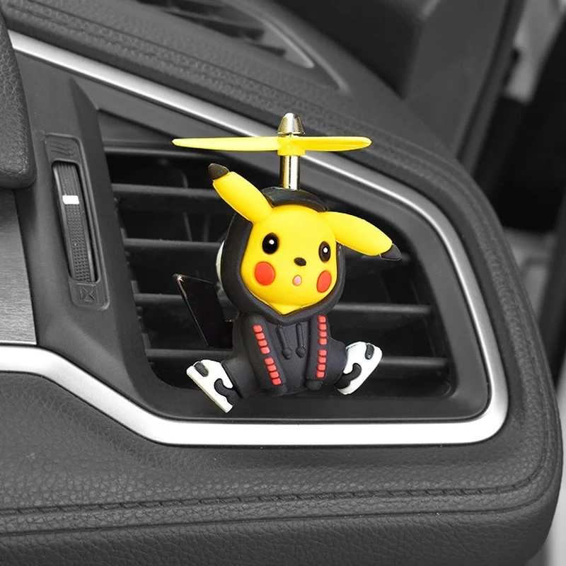 Pokemon Pikachu Auto Lufterfrischer Cartoon Anime Rotierenden Propeller  Export Solid Duft Auto Teile Vent Parfüm Diffusor Nette - AliExpress