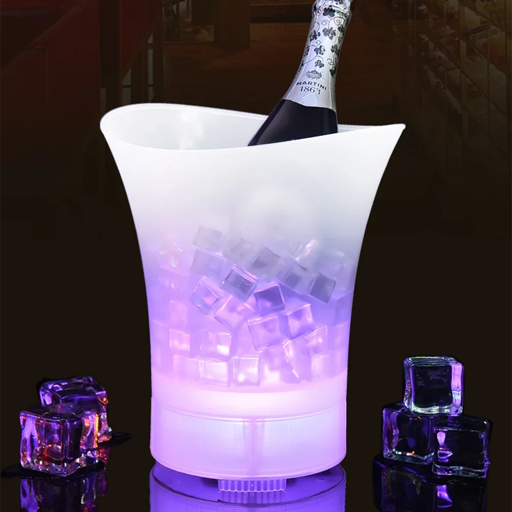 LED Ice Bucket with Bluetooth Speaker 5L Large Capacity Wine Beer Ice Bucket Drink Container Multi Color Changing for Home Bar