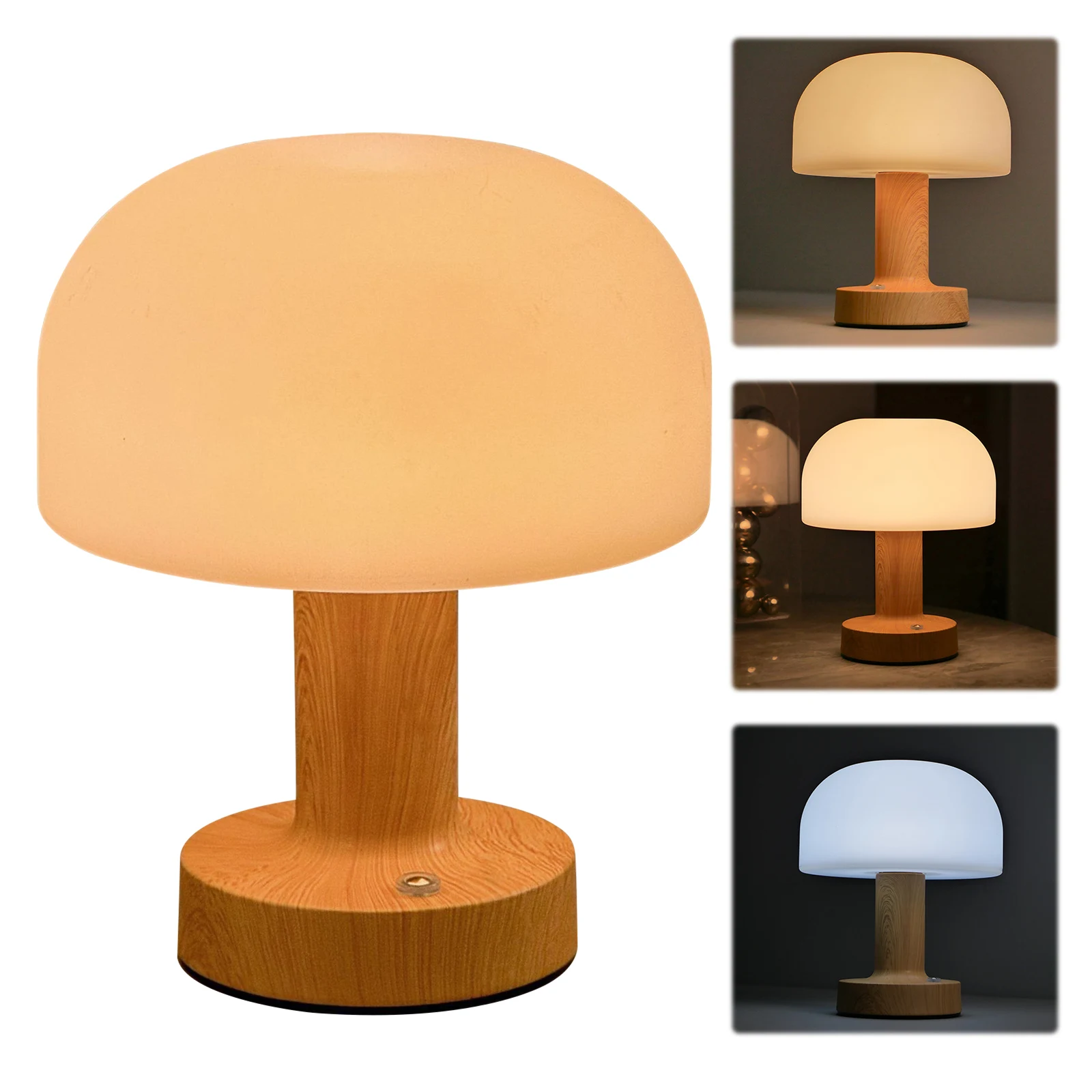 Retro Mushroom LED Table Lamp USB Rechargeable LED Night Light Touch Sensor Light for Coffee Bar Bedroom Home Decor