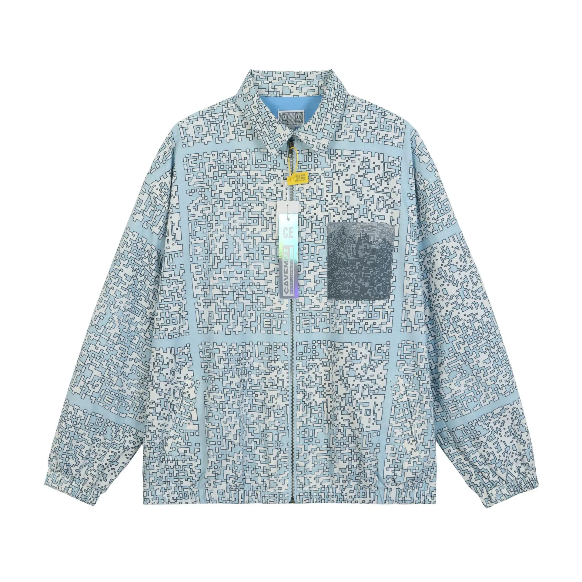 

C. E-coat for Men Women 1:1 Digital Direct Spraying QR Code Pattern Coat Cav Empt Clothing