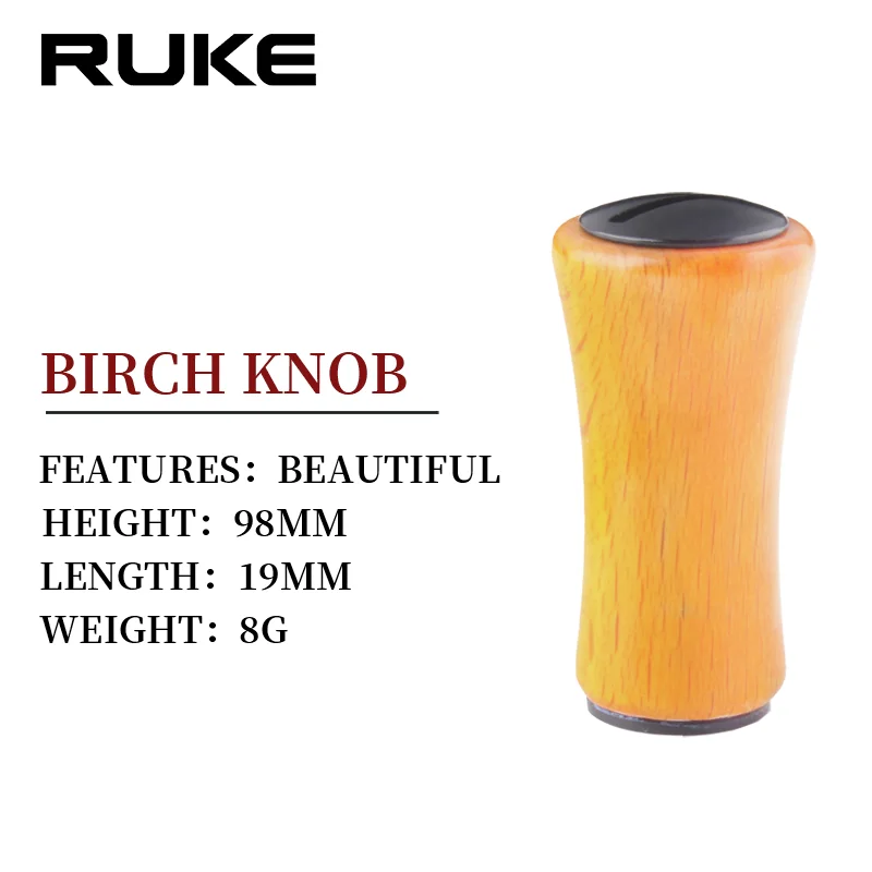 

RUKE Fishing Reel Handle Knob Birch Wood Material Carbon Handle With Wood Knob For S/D Spinning And Casting Reel DIY Accessory