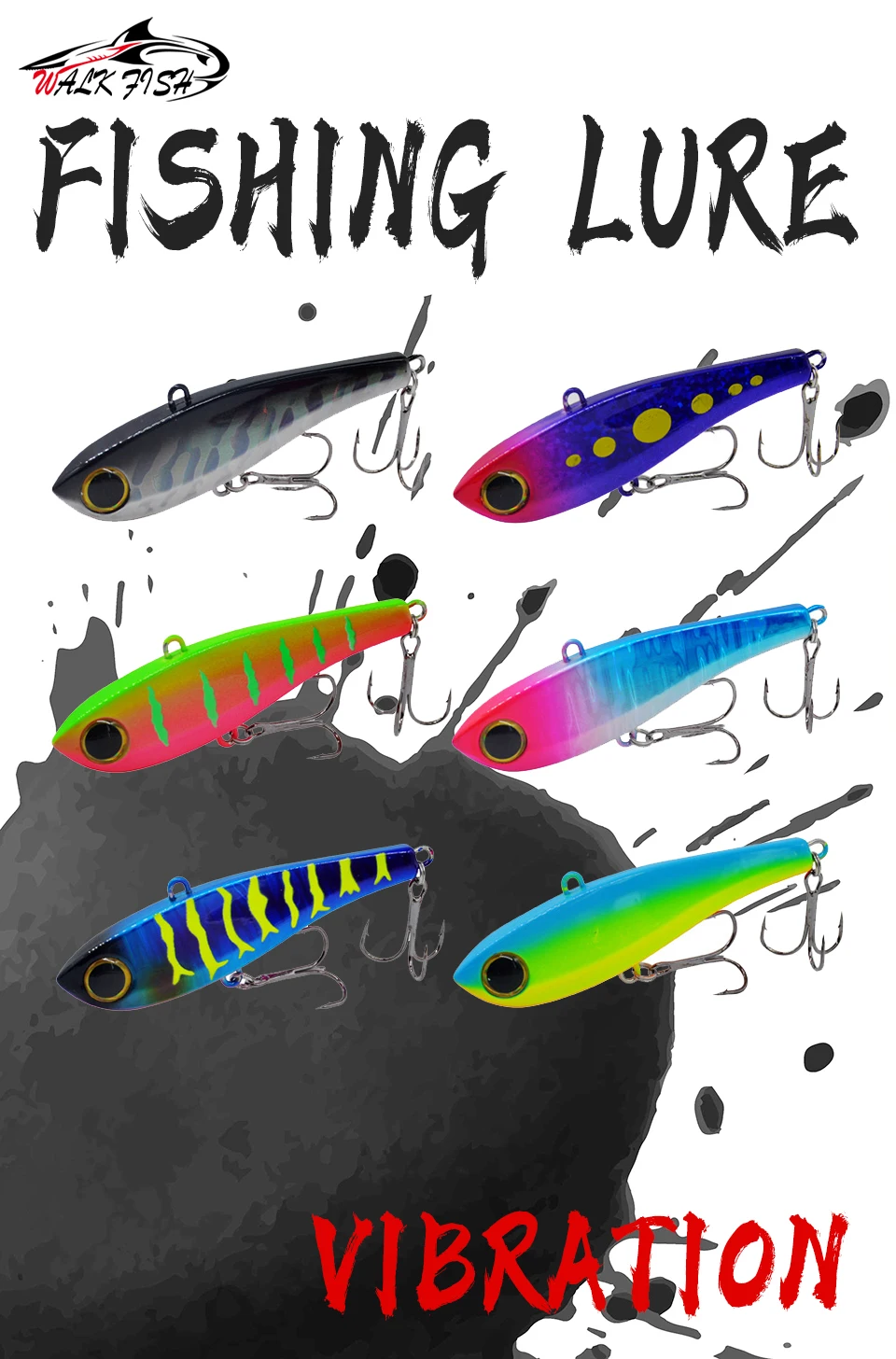 WALK FISH 1PCS Winter Angeln High Pitch VIB Köder 34g Rasseln Sinkende Vibration Pesca Bass Thunfisch Bluefish angelgerät – Detail 1