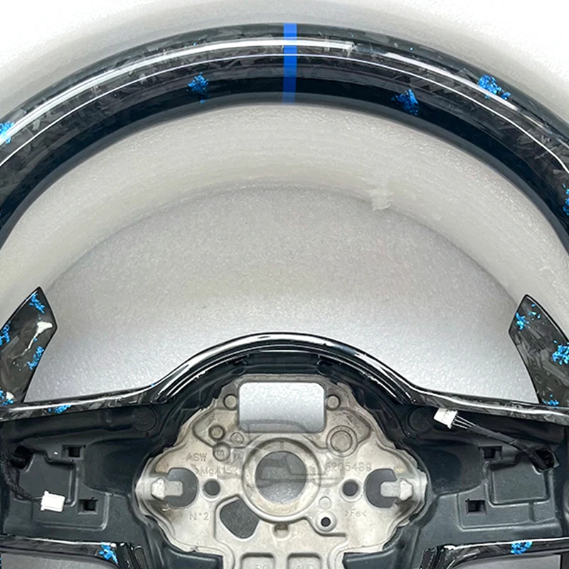 폭스바겐 골프 7 MK7 MK7.5 GTI R GTD GTE 파사트 B8 티구안 MK2 폴로용 트루 단조 카본 파이버 스티어링 휠 블루 모어링
