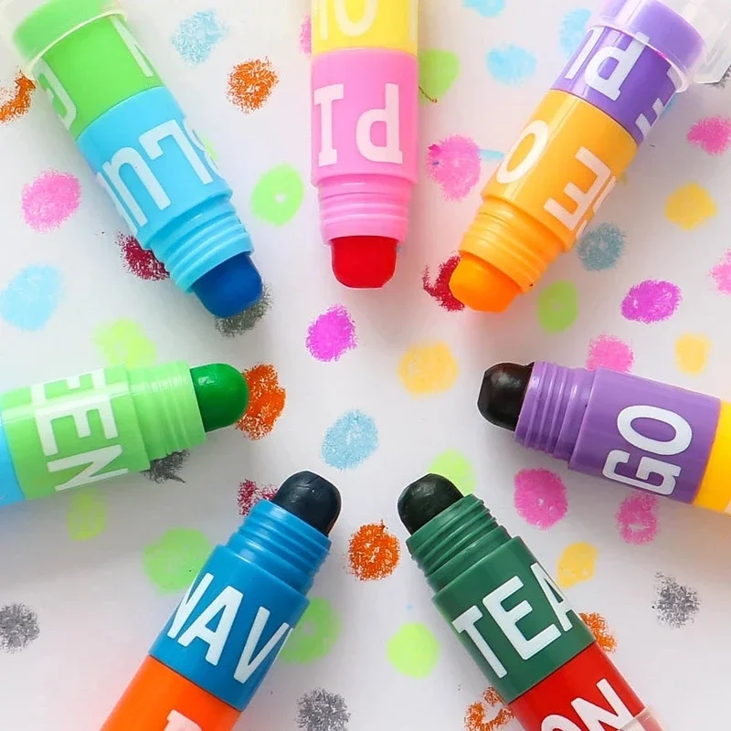 Cute 6 In 1 Oil Painting Stick Professional Kids Splicing Block Graffiti Drawing Wax Caryon Colored Pencils Art School Supplies color pencils oil painting sticks
