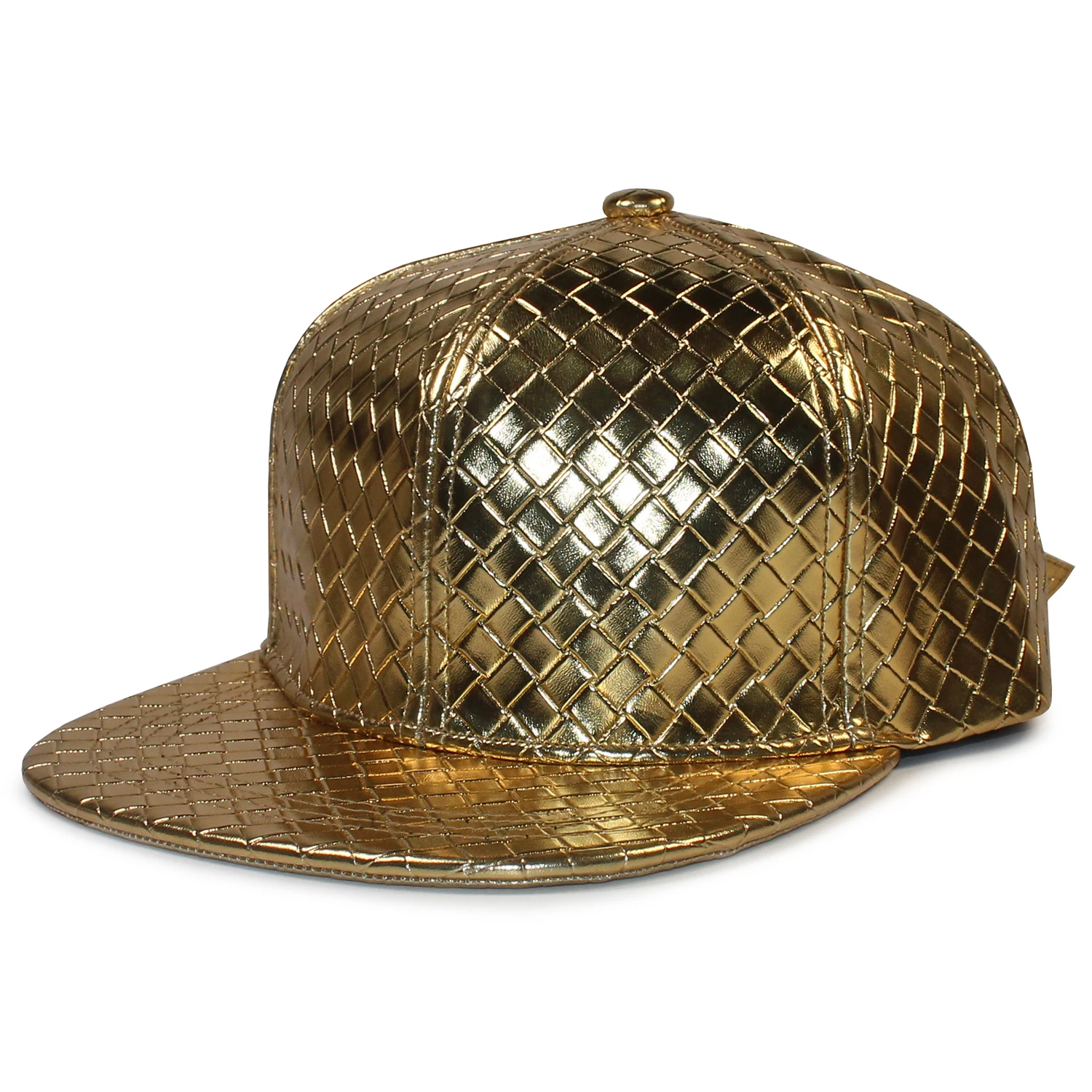 Hip Hop Hat Flat Bill Visor Classic Adjustable Strapback Hat Unisex Gold Color Rock Cap Baseball Cap