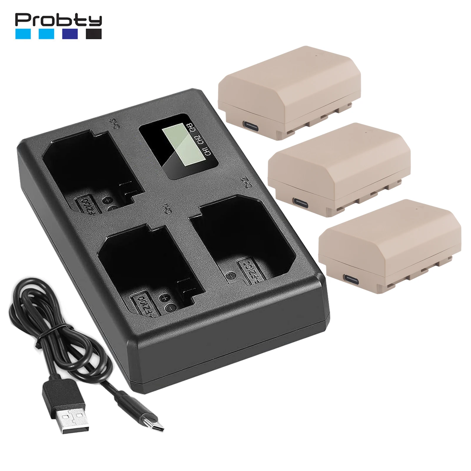 Probty Np-Fz100 Np Fz100 Batteria Con Ingresso Di Ricarica Di Tipo C Per Sony Alpha A7 Iii, A7 Iv, A7R Iii, A7R Iv, A6600, A6700,Zv-E1,A9