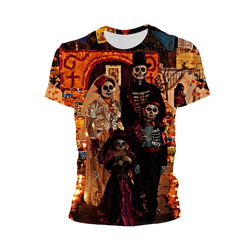 

Fashion Mexico Graphic T Shirts 3D Printing Day Of The Dead Personality Men Women T-shirt Casual Streetwear Round Neck Clothing