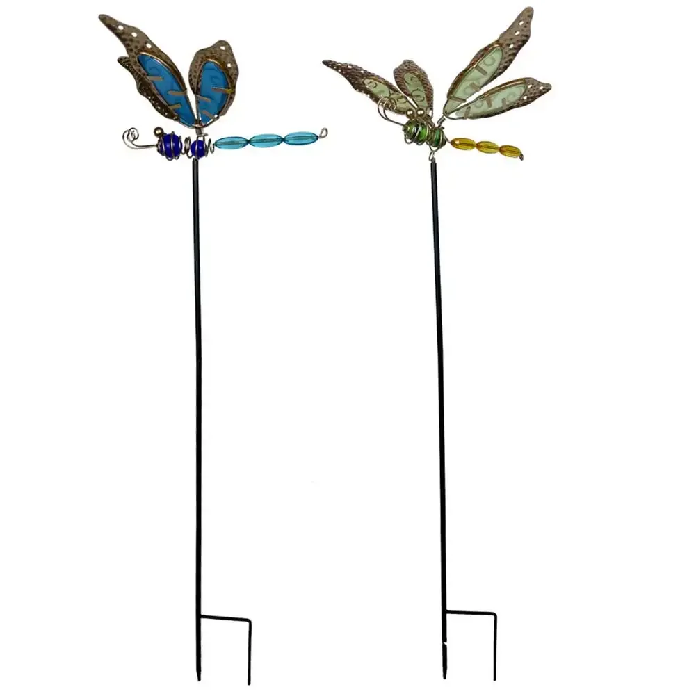 Metal Garden Stake Decor Butterfly Dragonfly Yard Art