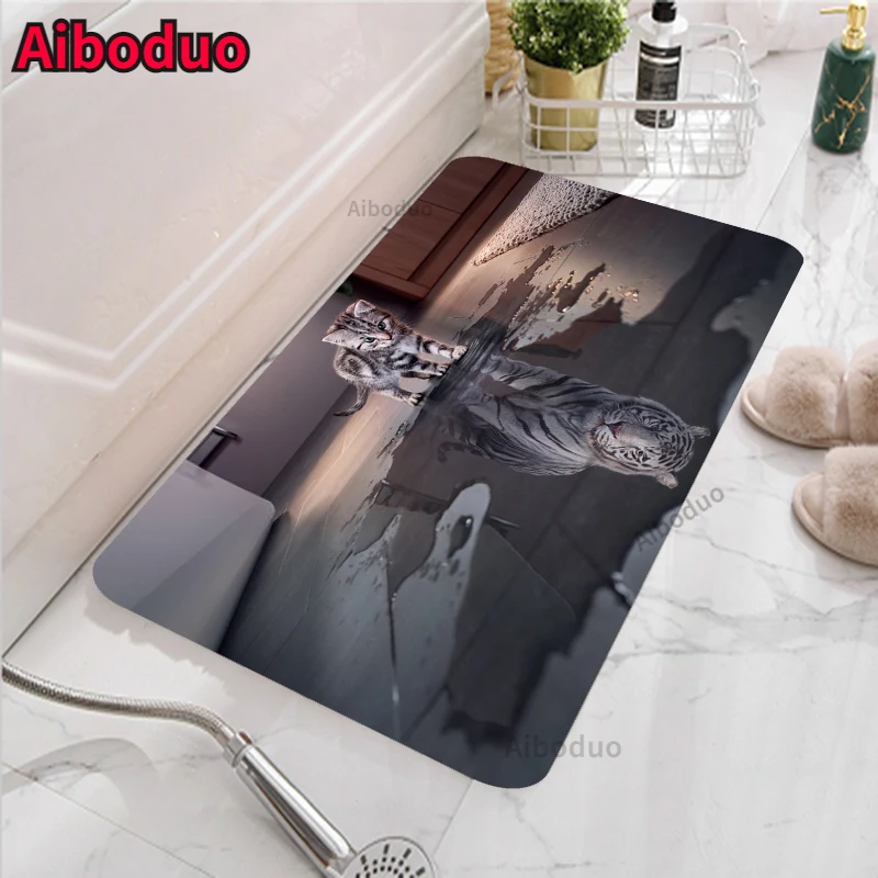 

Cat Tiger Animal Floor Mat Living Room Bathroom Carpet Room Bathroom Anti-slip Absorbent Mat Bath Mat Bathroom Carpet Bathroom