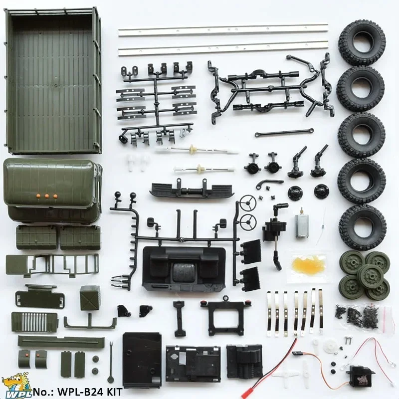 WPL B-24 KIT Remote Control Military Truck DIY Off-Road 4WD B24 RC Car 4 Wheel Buggy Drive Climb GAZ-66 Vehicle Gift Toy for Boy 5