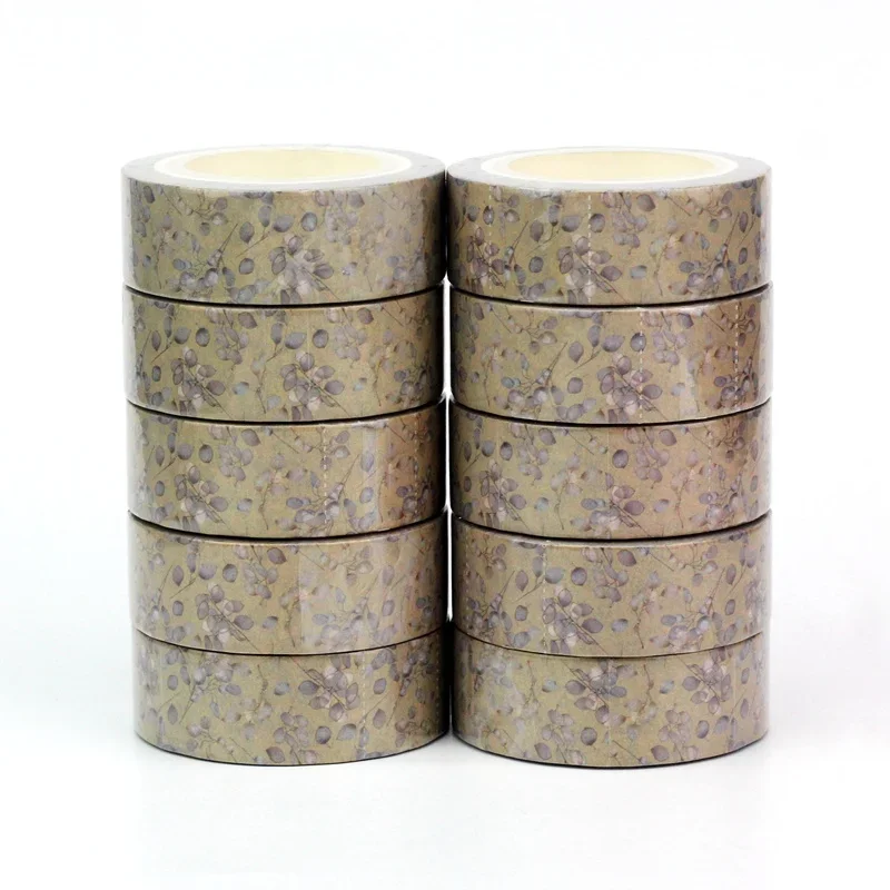 

Bulk 10pcs/Lot Decor Vintage Neutral Leaves on Kraft Background Washi Tapes for Journaling Masking Tape Kawaii Papeleria