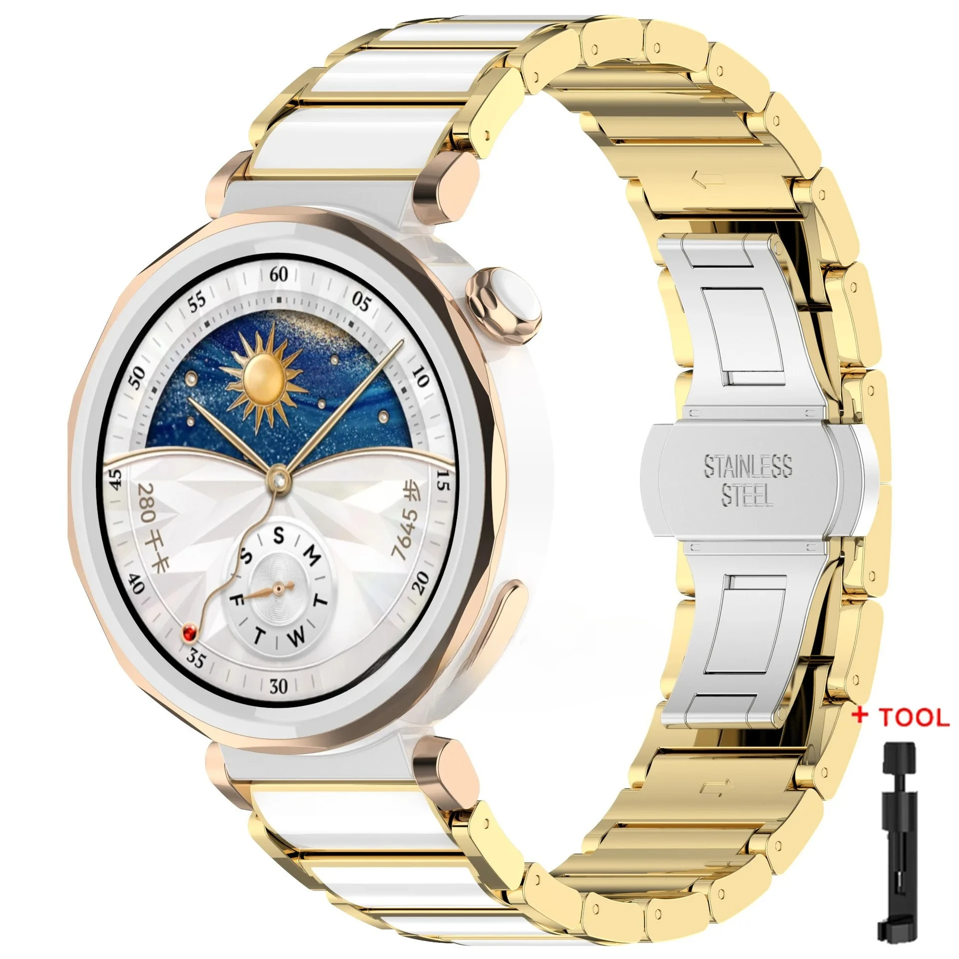 Elegant 18mm Ceramic Smartwatch Strap - Stylish Bracelet Accessory