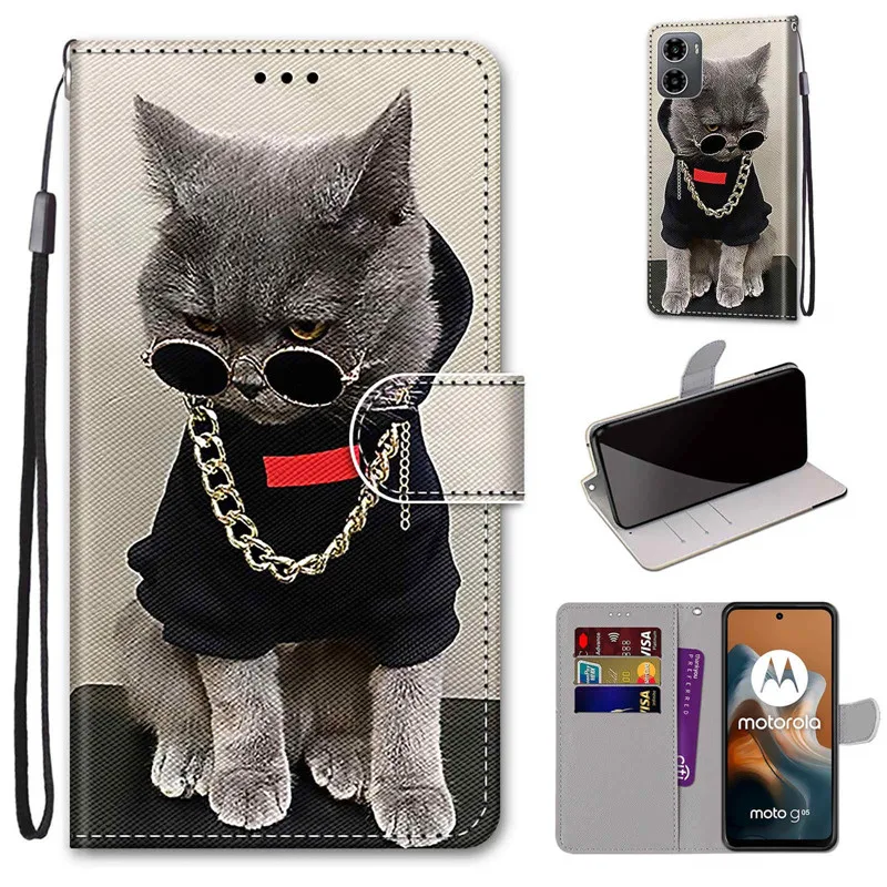 Leather Magnetic Flip Wallet Case – Painted Design