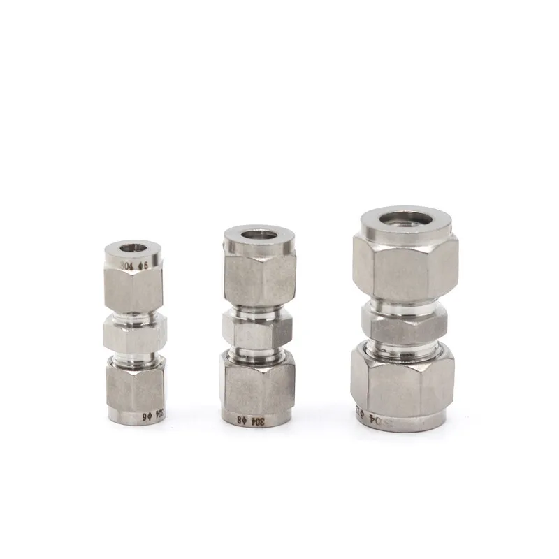 

1/8" 1/4" 3/8" 1/2" 3 4 6 8 10 12 14 16 18 20 25 30mm OD 304 Stainless Steel Double Ferrule Compression Union Connector Adapater