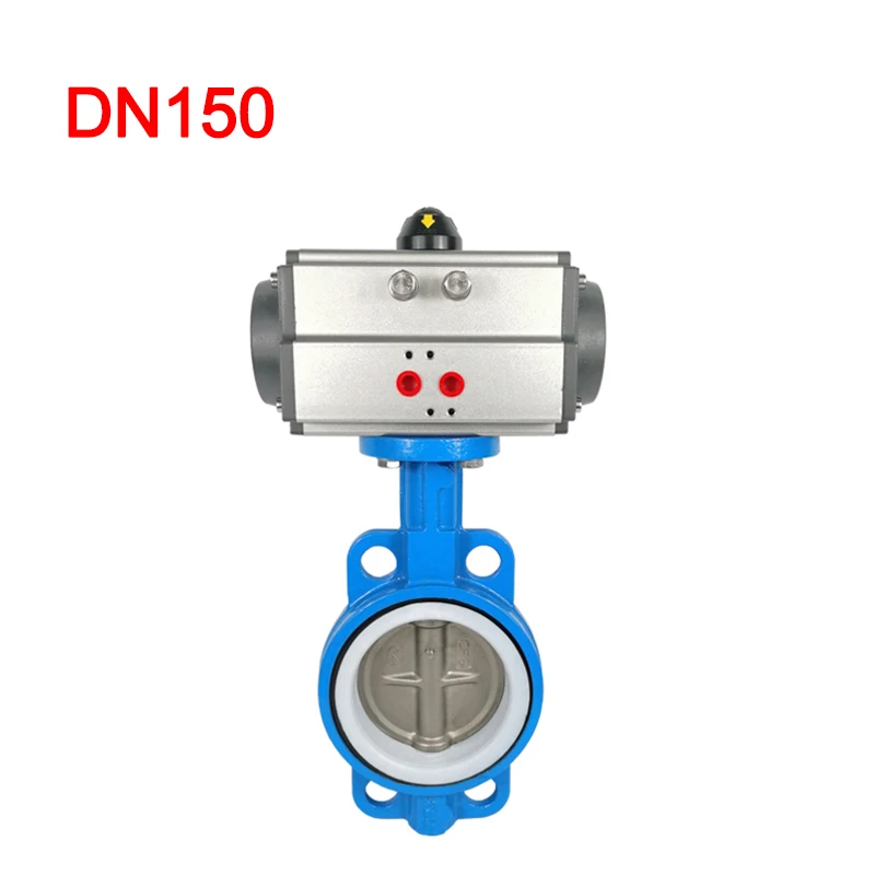 

DN150 Wafer Automatic Liquid /Gas /Water /Oil Gas Pneumatic Butterfly Valve 304 Valve Plate Acid And Alkali Corrosion Resistance