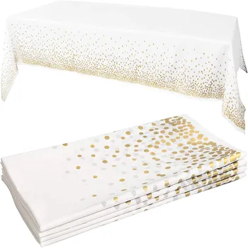 Tovaglia usa e getta in plastica Tovaglia rettangolare per feste Tovaglia impermeabile a pois dorati per decorazioni per feste di compleanno di nozze 1