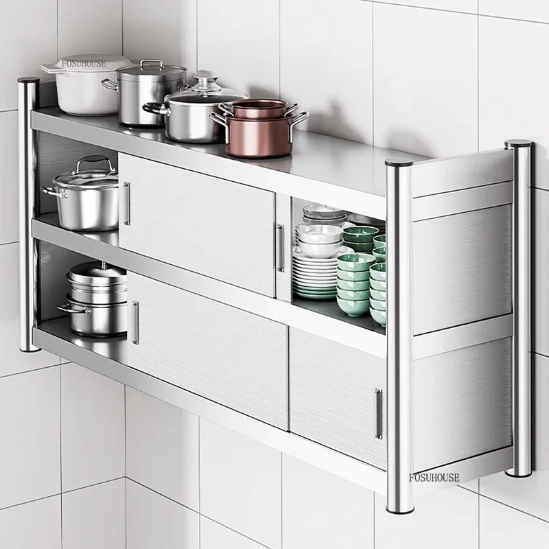 Minimalist Stainless Steel Kitchen Cabinets Wall-mounted Storage Cabinets Multi-functional Wall-mounted Hanging Kitchen Cabinet