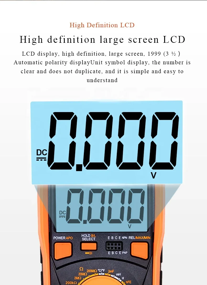 RuoShui 9808+ Digital Multimeter RTS High Precision 2000uF Capacitance Frequency Temperature and Inductance Meter