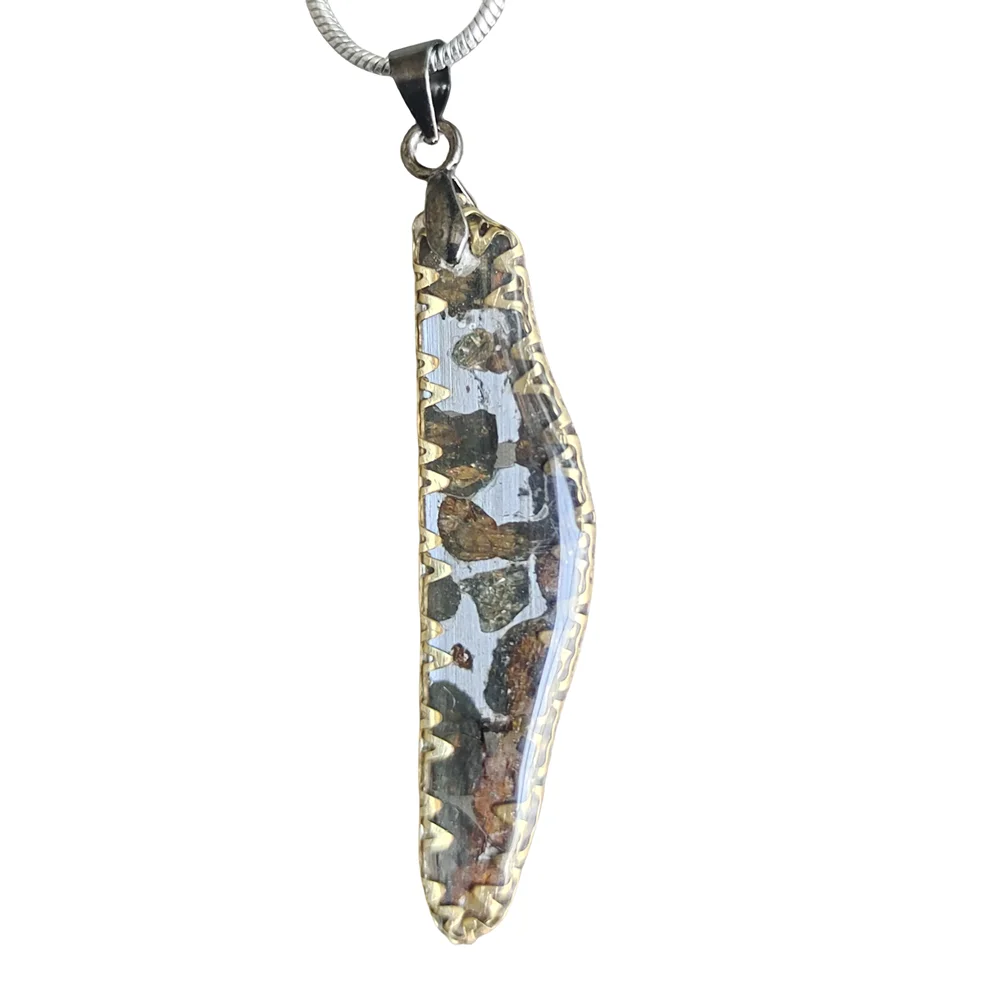 

Brenham Natural Olivine Meteorite Pendant Olivine meteorite pendant specimen pendant - TB234
