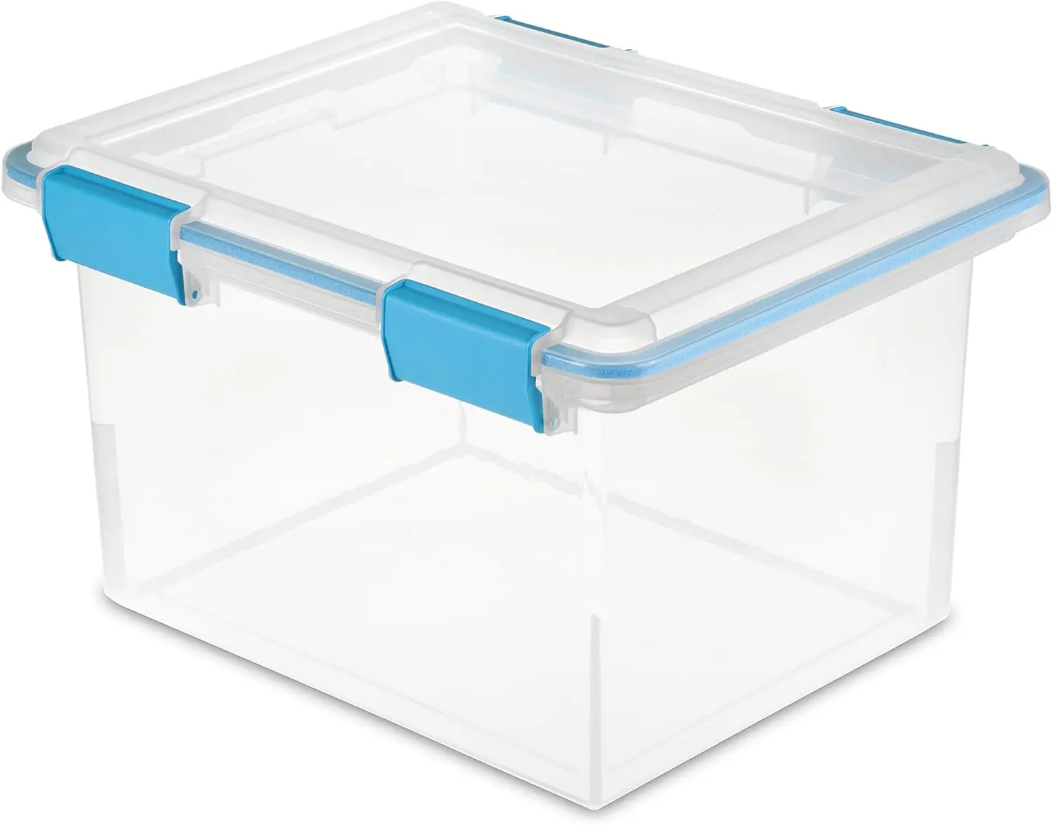 

Sterilite 32 Qt Gasket Box, Stackable Storage Bin with Latching Lid and Tight Seal Plastic Container to Organize Basement, Clear