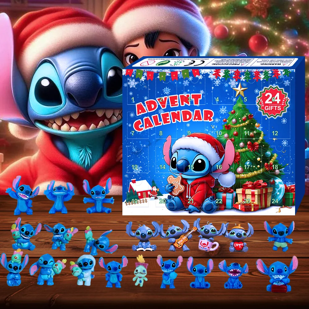 thumbnail image 1 of Caja de calendario de adviento de Navidad de Mickey Stitch con accesorios de Disney, modelo de Lilo y Stitch, figuras de anime, regalo de Navidad, juguete para niños, 1 of 4