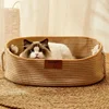 OUZEY Pet Cat Bed Hand Rattan Woven Cat Beds Comfortable Sleeping Wear-Resistant and Sratch-Resistant Cat Nesk Kitten Baskets 3