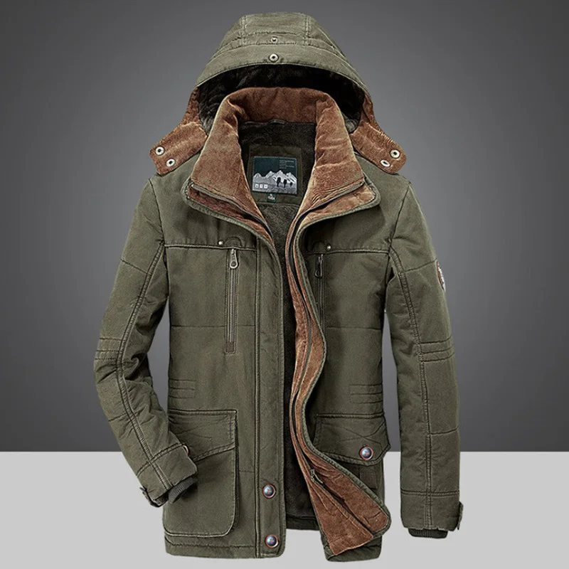 New-Winter-Cotton-padded-Jacket-Men-s-Medium-Length-Plus-Fleece ...