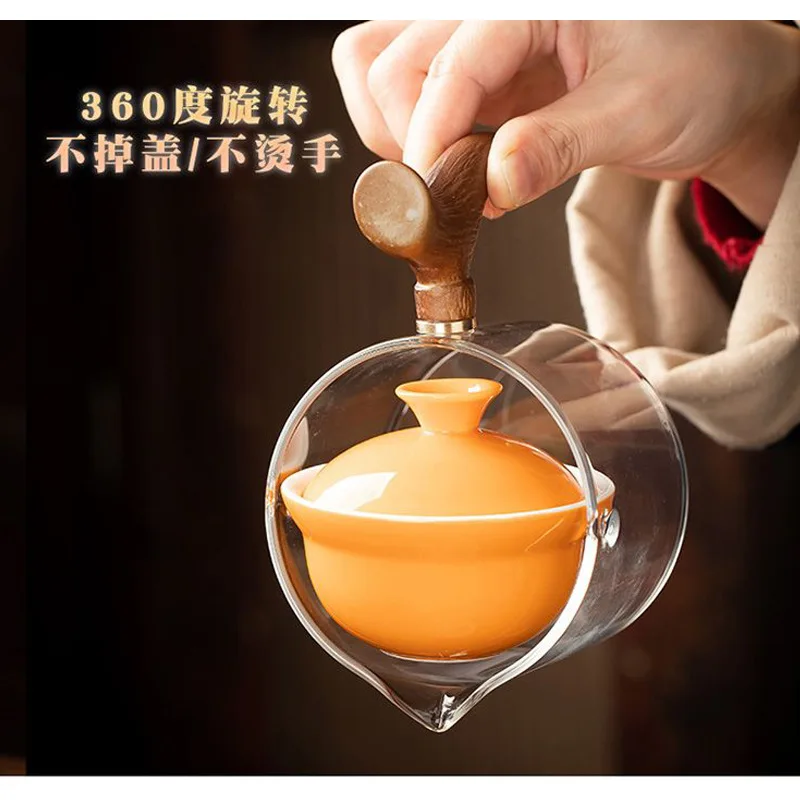 Portable Kung Fu Tea Set Transparent Glass Tea Cup Thickened Filter Outdoor Portable Travel