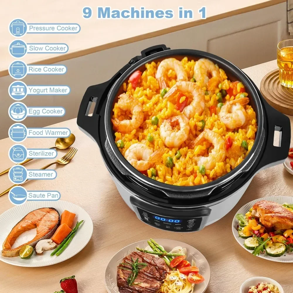 9-in-1 Slow Cooker with 24H Delay Timer, Warmer & Sterilizer, 6 Quart Electric Pressure Cookers 6 Quart Multi-Cooker 2