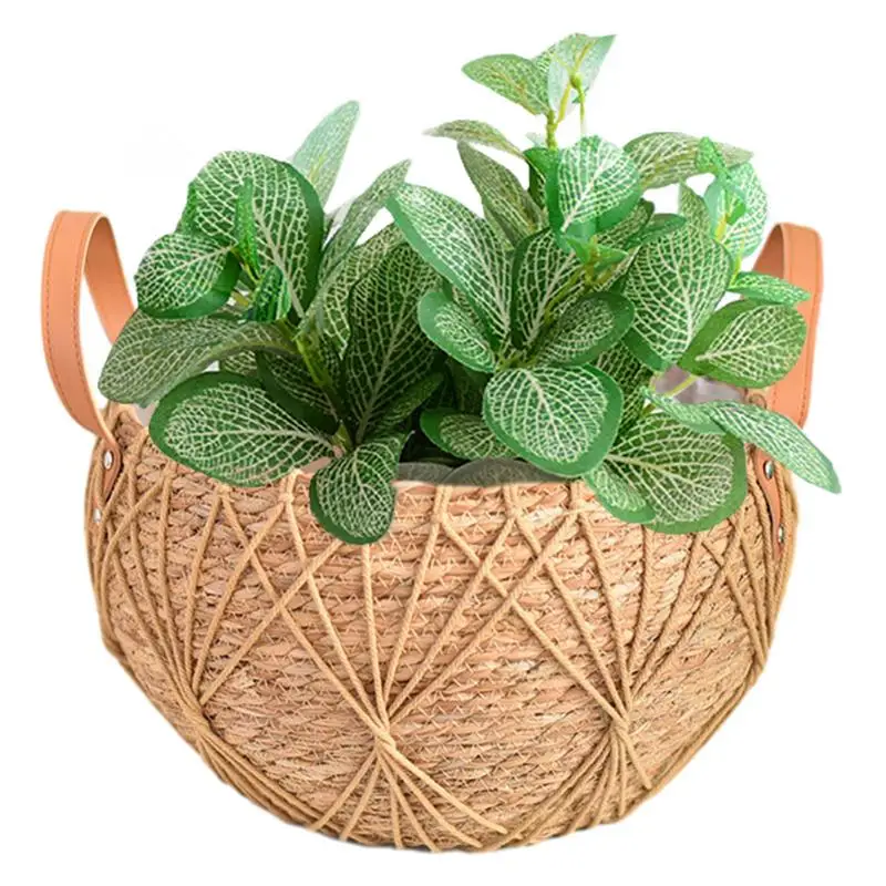 

Wicker Basket Toy Organizer Folding Rattan Seagrass Storage Basket Laundry Woven Basket Plant Flower Pot For Home Garden