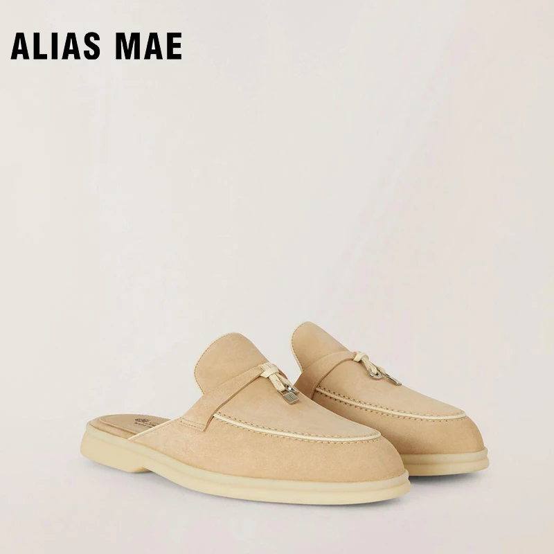 

ALIAS MAE 2023 Senior Designer Top Quality Open Half Slippers Suede Women's LP Pure Handmade Luxury Casual Slippers