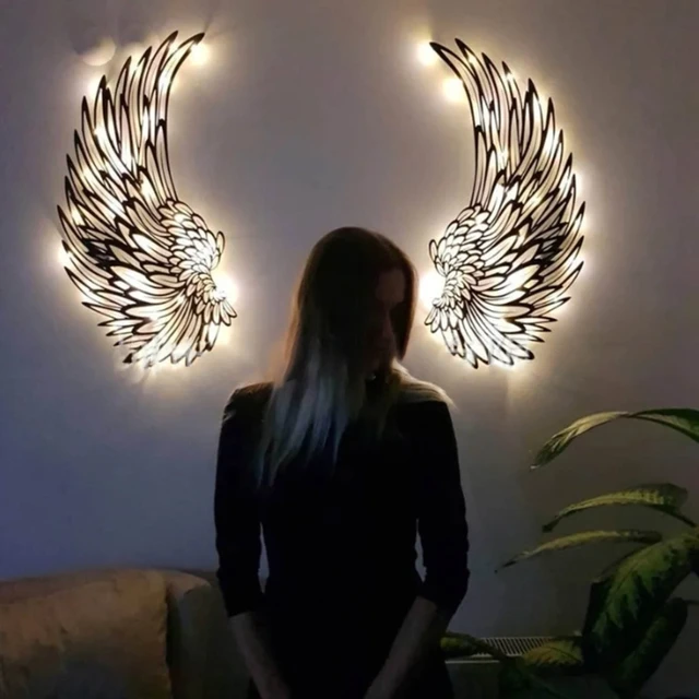 1Pair Angyal Szárnyak Led -Es Könnyűfém Szobor Dekoráció Tartozék Étterem Étkező Party Y5Gb - Image 2