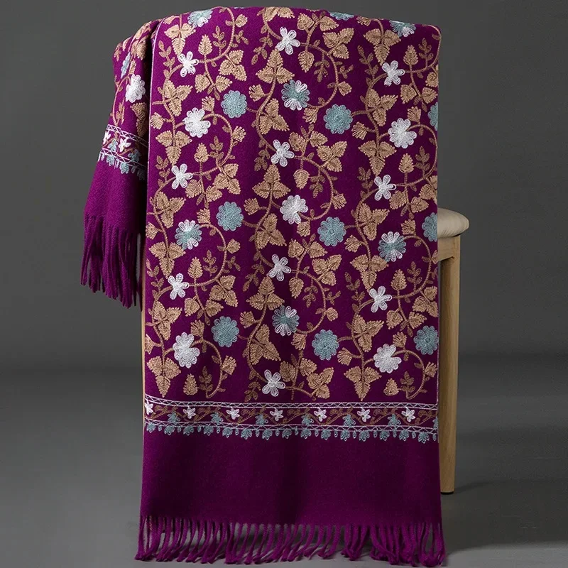 Embroidered ginkgo leaf-dark purple