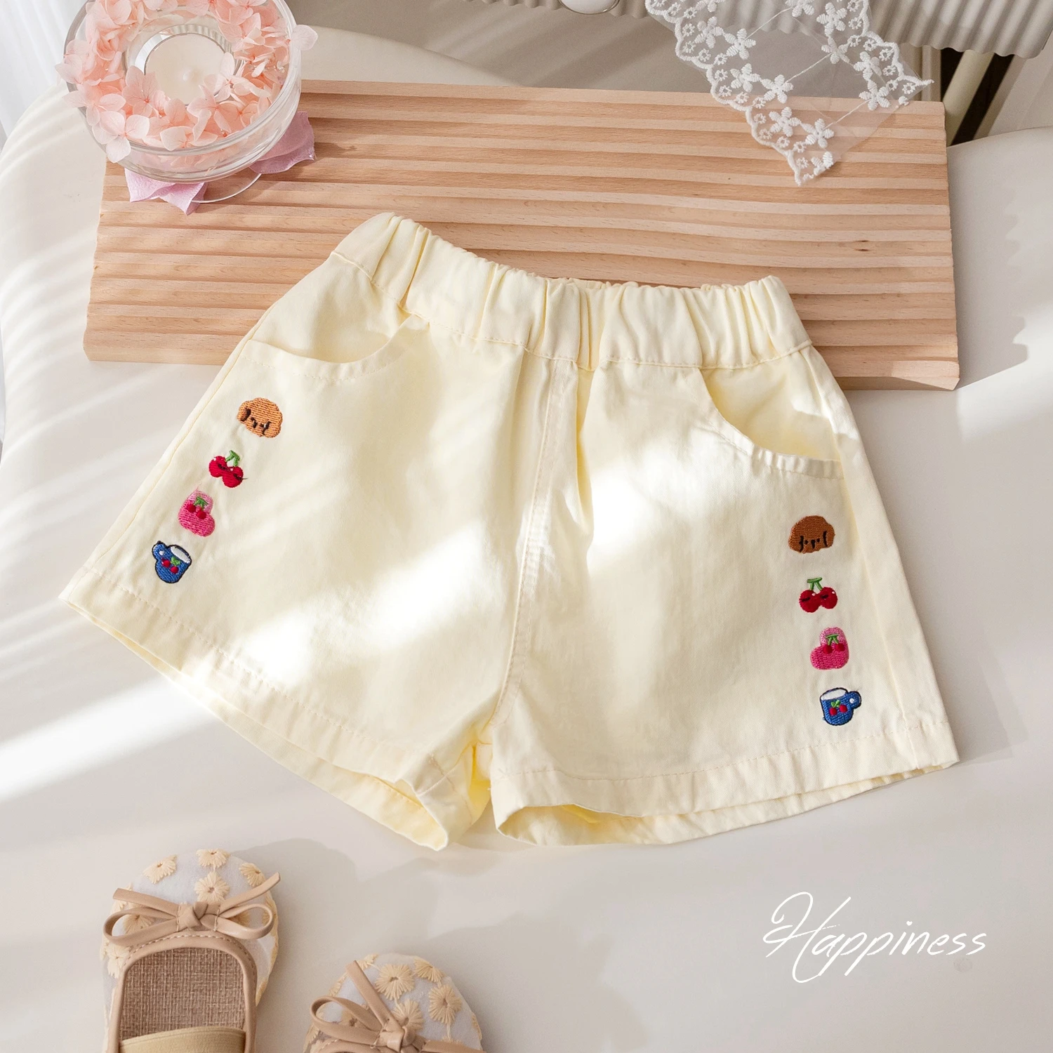 Toddler Girls Casual Shorts Summer Cartoon Embroidery Shorts Cute Korean Style Loose 1-6Years Baby Girls Clothes