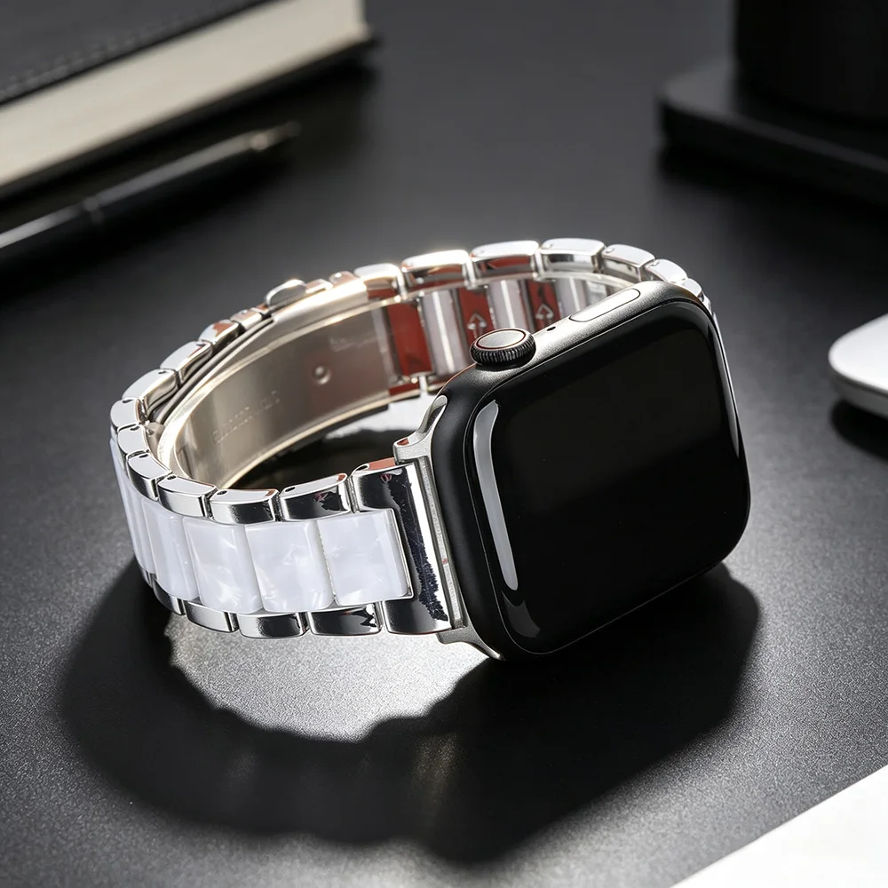 Elegant Two-Tone Metal Resin Watch Strap