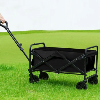 Collapsible Wagon Cart Large Capacity Portable Folding Wagon Heavy Duty Foldable Wagon for Outdoor Camping Garden Sports Beach 5