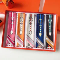New Women Scarf Skinny Silk Belt Chain Print Bandana Small Handle Bag Ribbons Female Neckerchief Head Scarves & Wraps 1