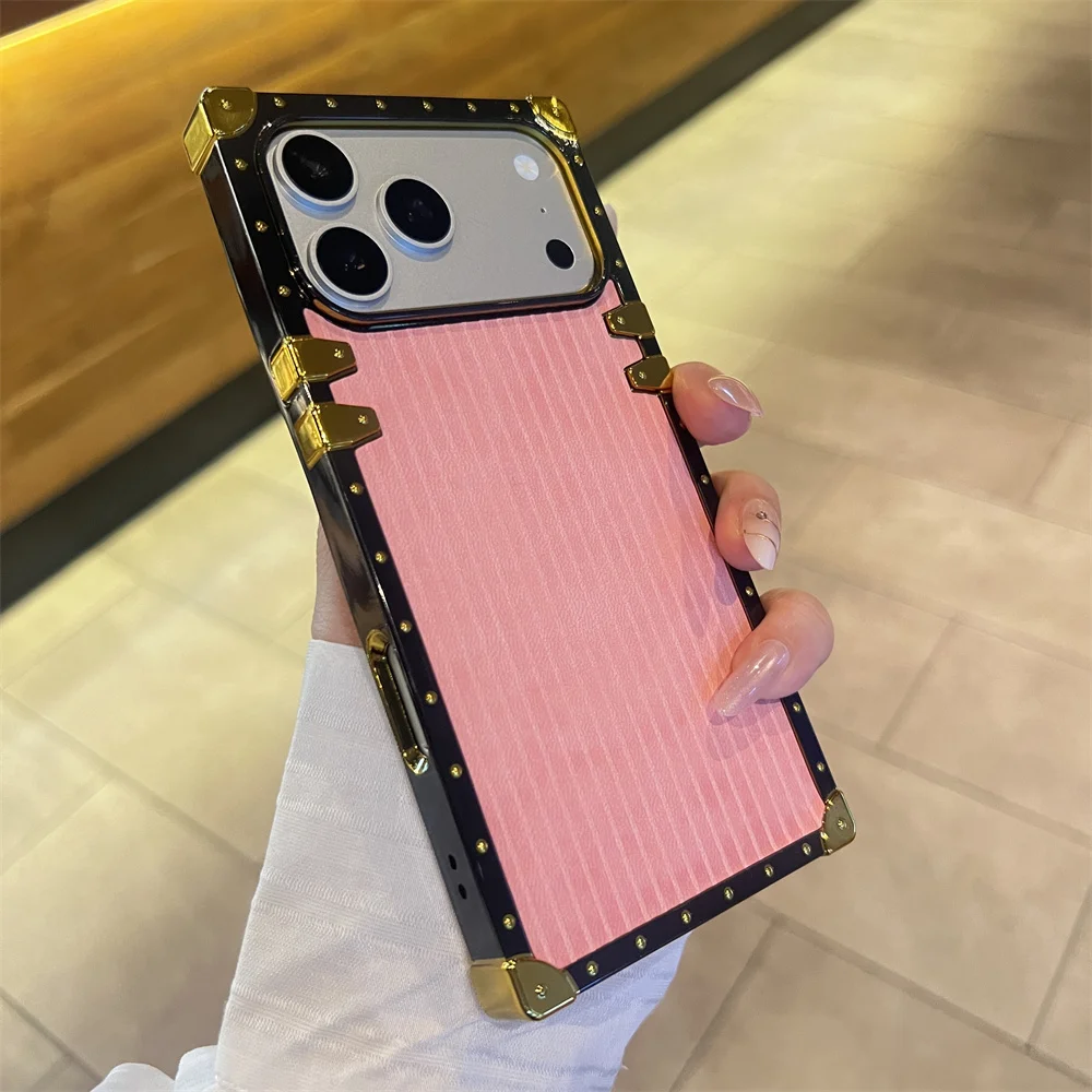 Plated Pu Leather Phone Case For Iphone Protective Cover Shell_voghion.com