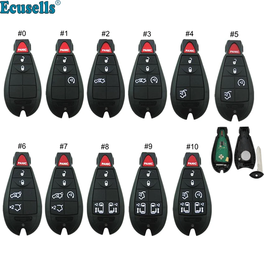 

Дистанционный ключ Ecusells 3/4/5/6/7B, 434 МГц, чип PCF7941 ID46 для Chrysler 300, для Dodge Grand Caravan Journey Jeep Commander uncut