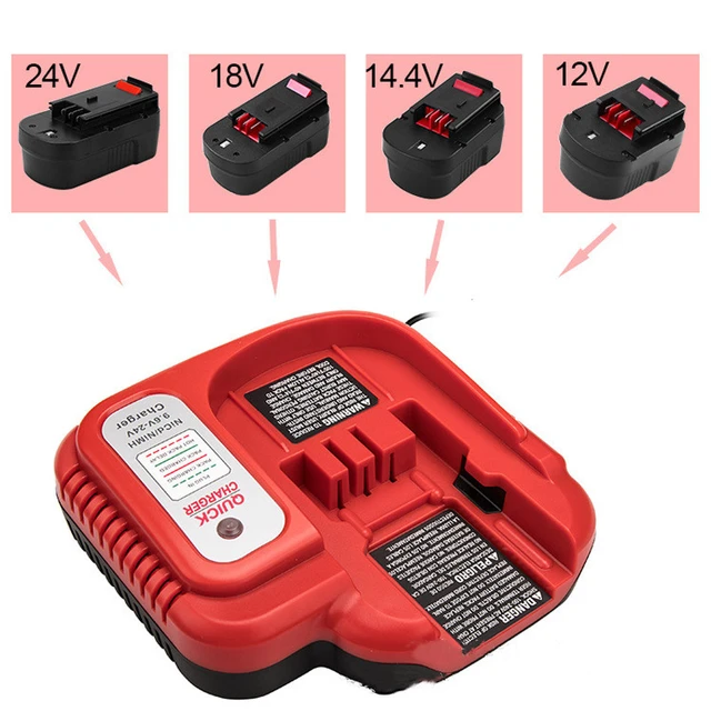 Replacement Battery Charger for Black&Decker 24V 18V 14.4V 12V 9.6V NiCD  NiMH Battery Fast